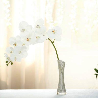 2 Stems 40" Tall White Artificial Silk Orchid Flower Bouquets - Linen Luxes