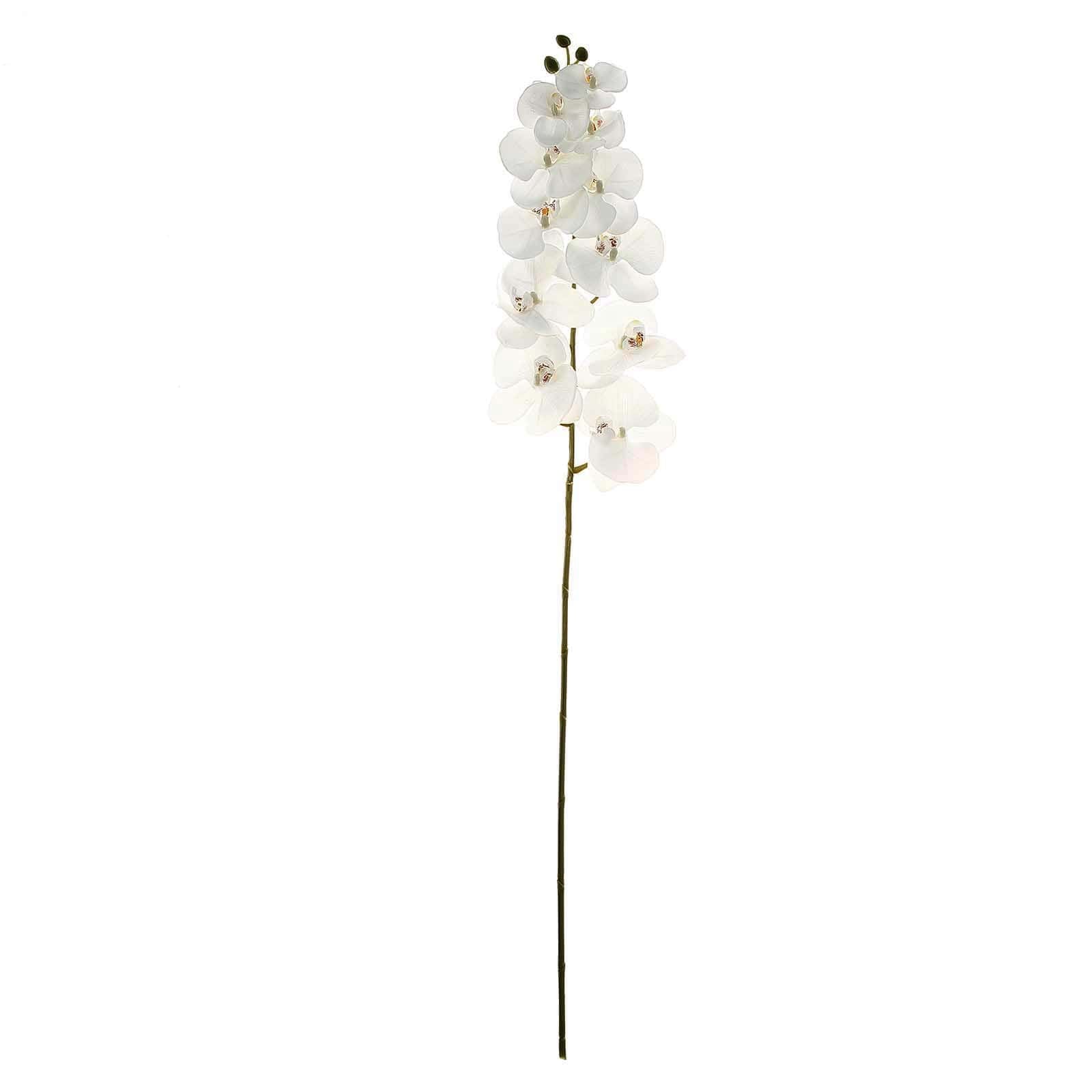 2 Stems 40" Tall White Artificial Silk Orchid Flower Bouquets - Linen Luxes