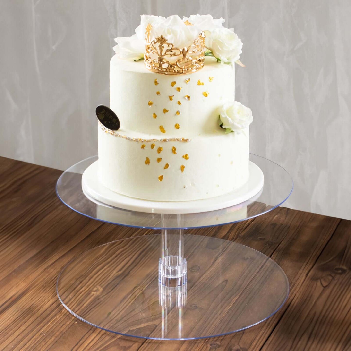 2 - Tier Acrylic Round Cake Stand Set Clear - Chic Versatile Cupcake Holder Dessert Display Pedestal for Wedding Buffet & Catering Displays 16" - Linen Luxes