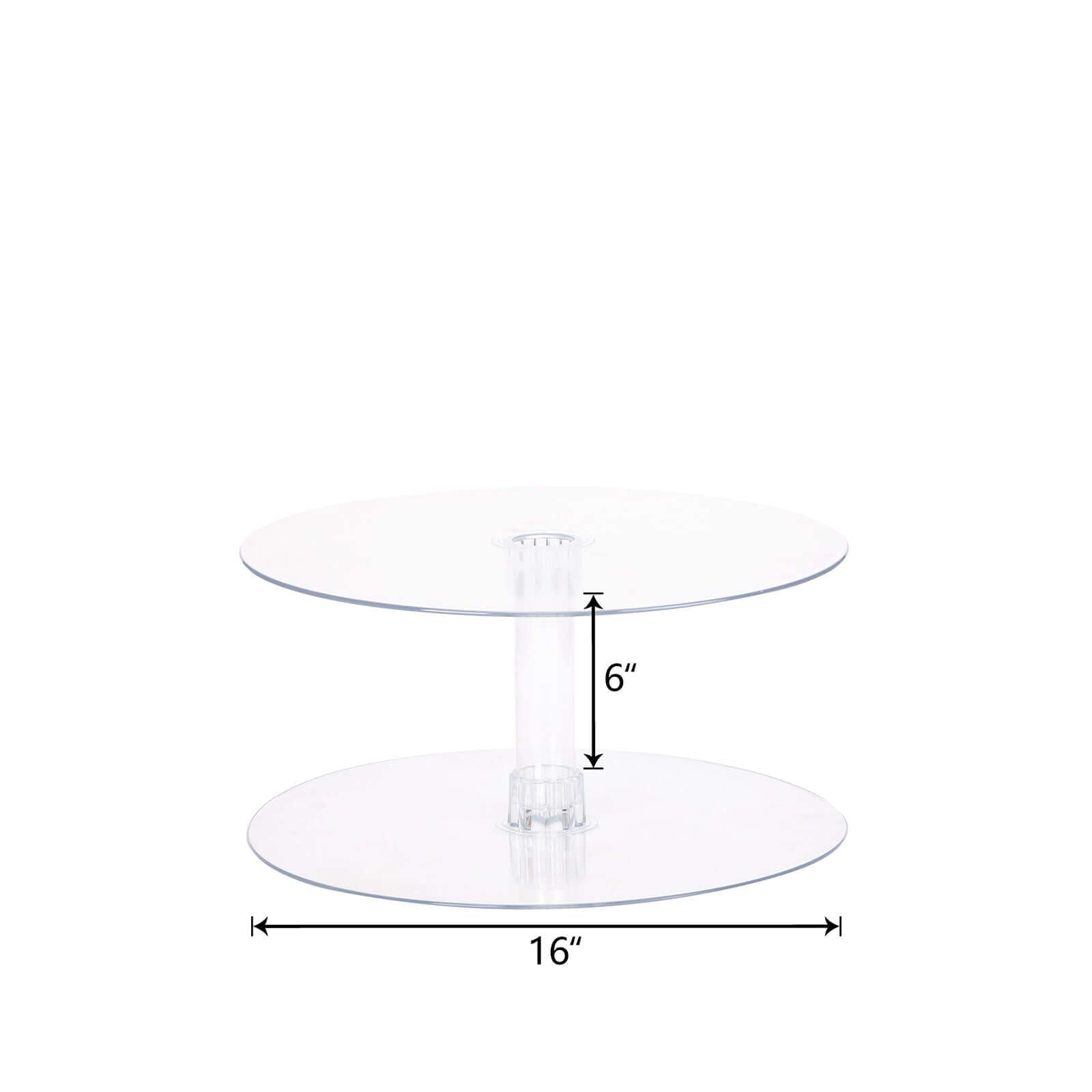 2 - Tier Acrylic Round Cake Stand Set Clear - Chic Versatile Cupcake Holder Dessert Display Pedestal for Wedding Buffet & Catering Displays 16" - Linen Luxes