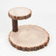 2 - Tier Wooden Cheese Board Stand Elm Wood Slice Design Natural - Rustic Cupcake Centerpiece 8" - Linen Luxes