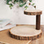 2 - Tier Wooden Cheese Board Stand Elm Wood Slice Design Natural - Rustic Cupcake Centerpiece 8" - Linen Luxes