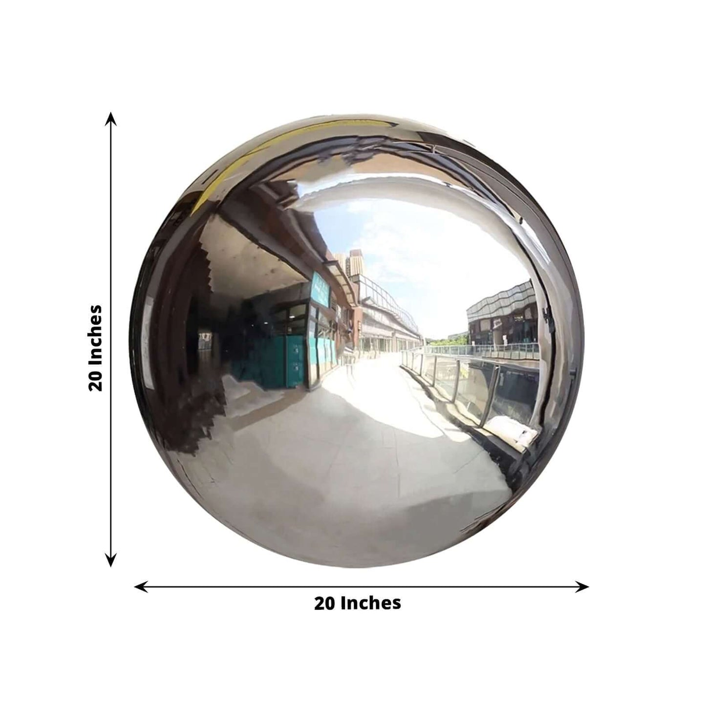 Gazing Globe Mirror Ball Reflective Hollow Stainless Steel Silver Sphere - Decorative Garden Accent Piece 20"