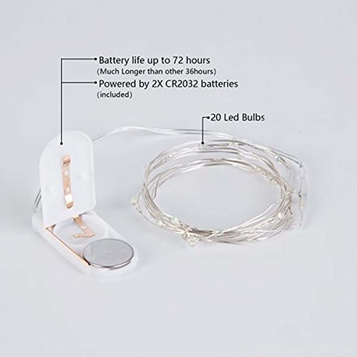 20 LED Micro Fairy String Lights Starry Bright Design Light Blue - Battery Operated Party Accent 90" - Linen Luxes