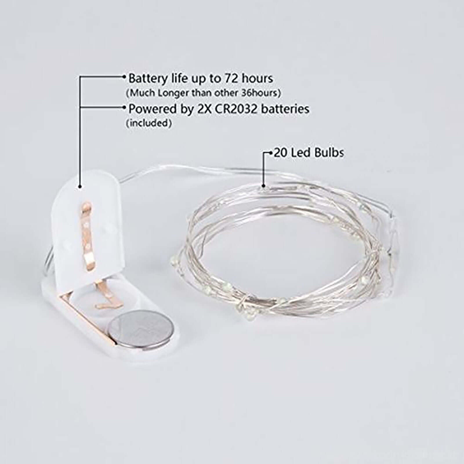 20 LED Micro Fairy String Lights Starry Bright Design Light Blue - Battery Operated Party Accent 90" - Linen Luxes