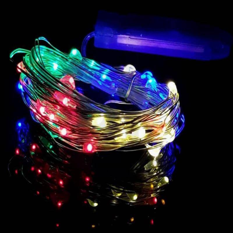 20 LED Micro Fairy String Lights Starry Bright Design Multicolor - Battery Operated Party Accent 90" - Linen Luxes