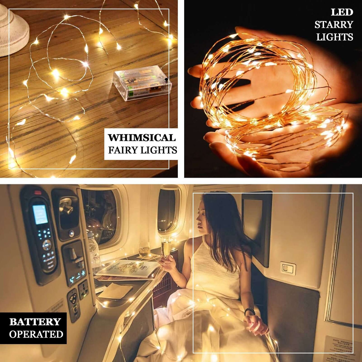 20 LED Micro Fairy String Lights Starry Bright Design Purple - Battery Operated Party Accent 90" - Linen Luxes