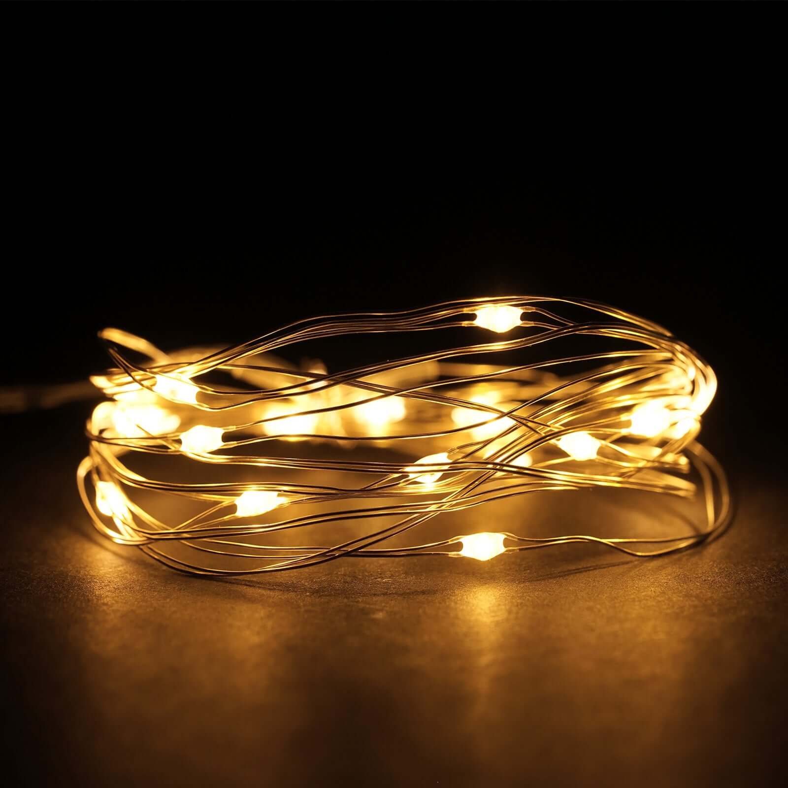 20 LED Micro Fairy String Lights Starry Bright Design Warm White - Battery Operated Party Accent 90" - Linen Luxes