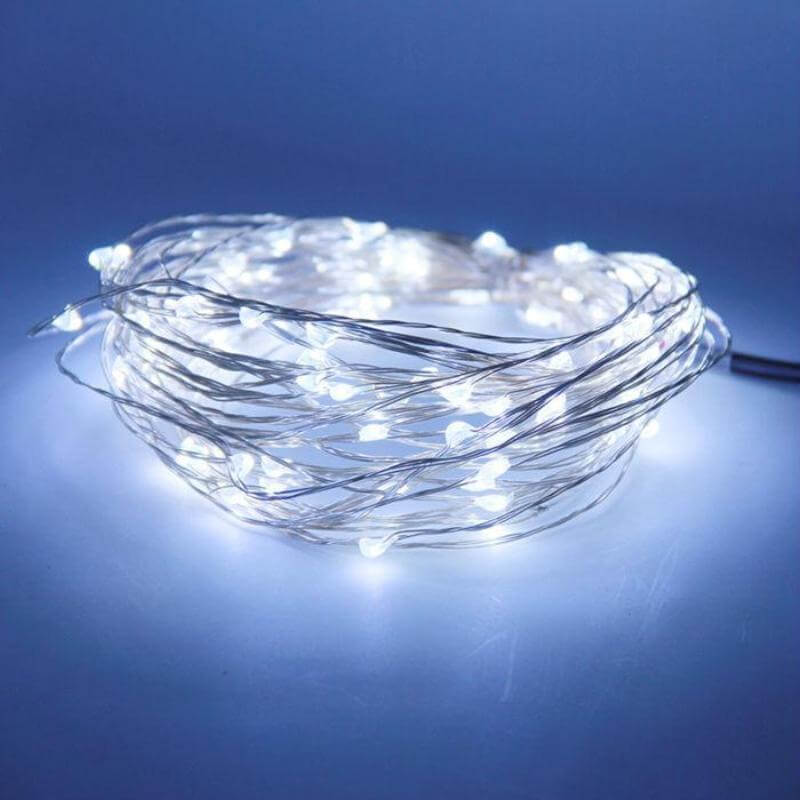 20 LED Micro Fairy String Lights Starry Bright Design White - Battery Operated Party Accent 90" - Linen Luxes