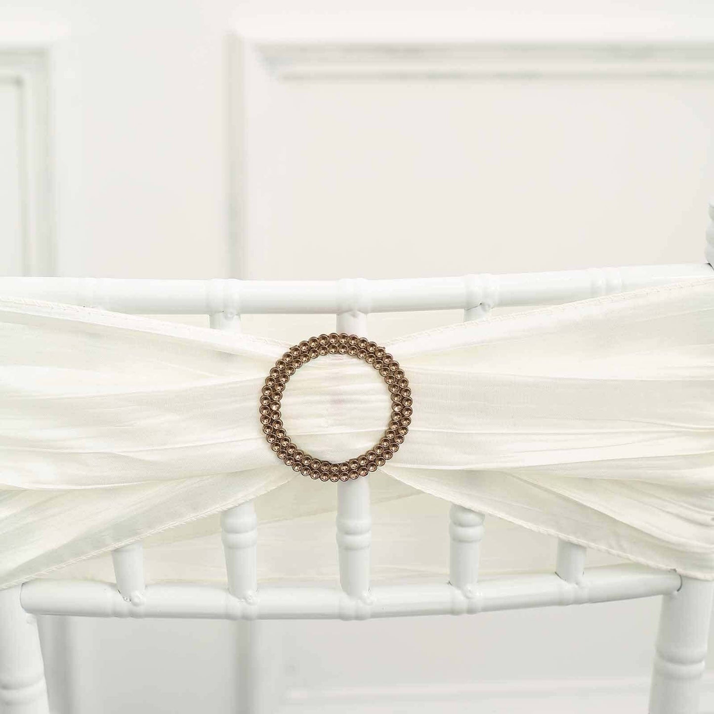 20 Pack Diamond Round Chair Sash Band Buckle Pins Antique Gold - Timeless Rhinestone Napkin Rings 2.5"