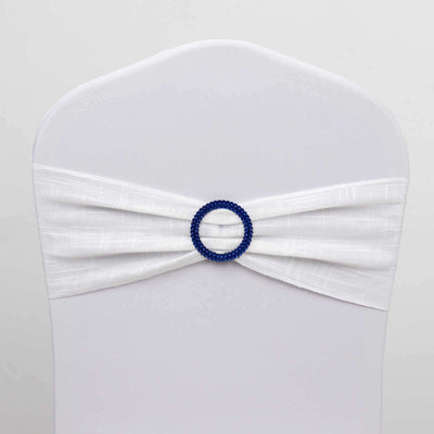 20 Pack Diamond Round Chair Sash Band Buckle Pins Royal Blue - Timeless Rhinestone Napkin Rings 2.5"