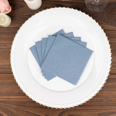 20 Pack Linen-Like Paper 5"x5" Napkins Dusty Blue - Highly Absorbent Airlaid Napkins