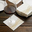 20 Pack Linen-Like Paper 5"x5" Napkins White with Gold Foil Wave Design - Classy Disposable Airlaid Cocktail Napkins