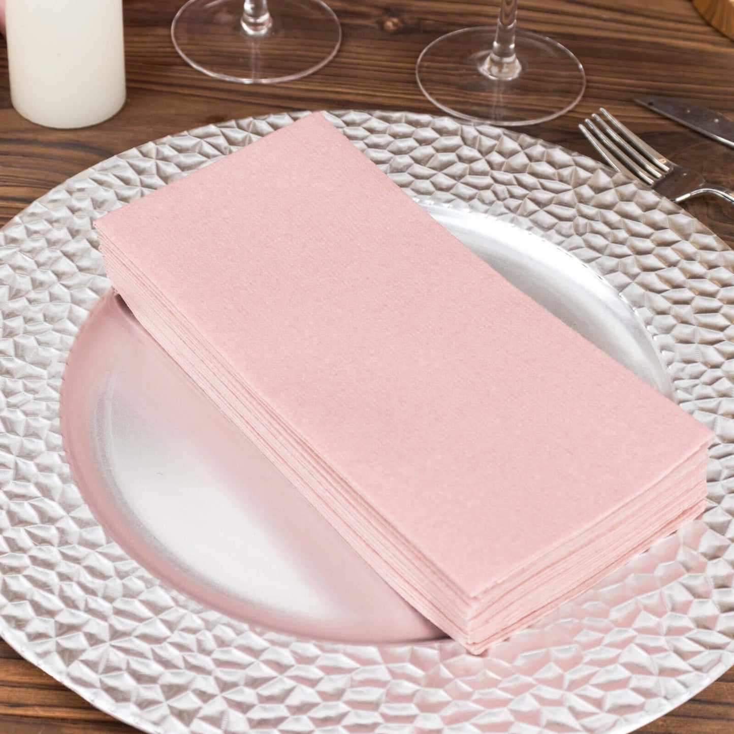 20 Pack Linen-Like Paper 8.5"x4" Napkins Dusty Rose - Highly Absorbent & Disposable Airlaid Guest Towels