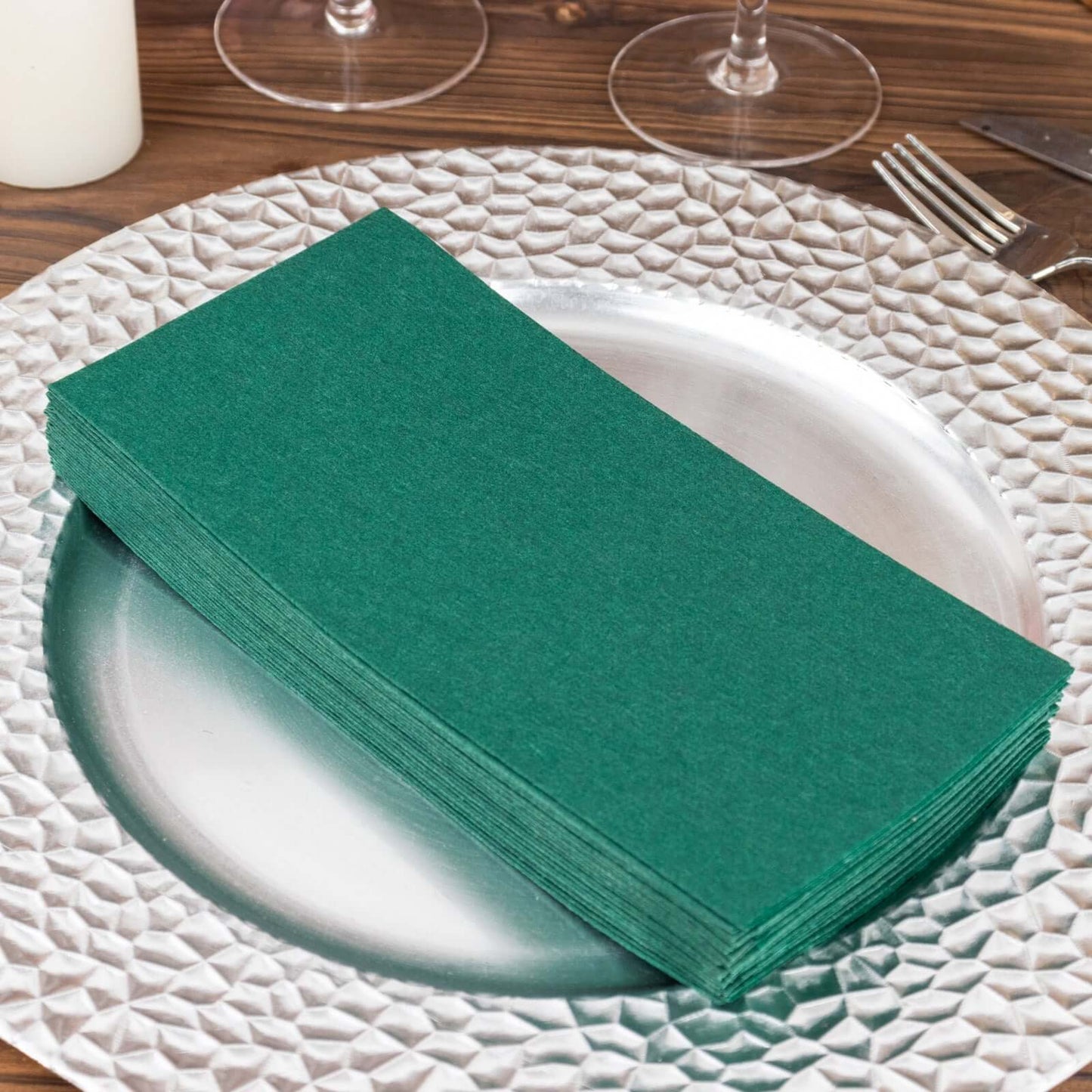 20 Pack Linen-Like Paper 8.5"x4" Napkins Hunter Emerald Green - Highly Absorbent & Disposable Airlaid Guest Towels