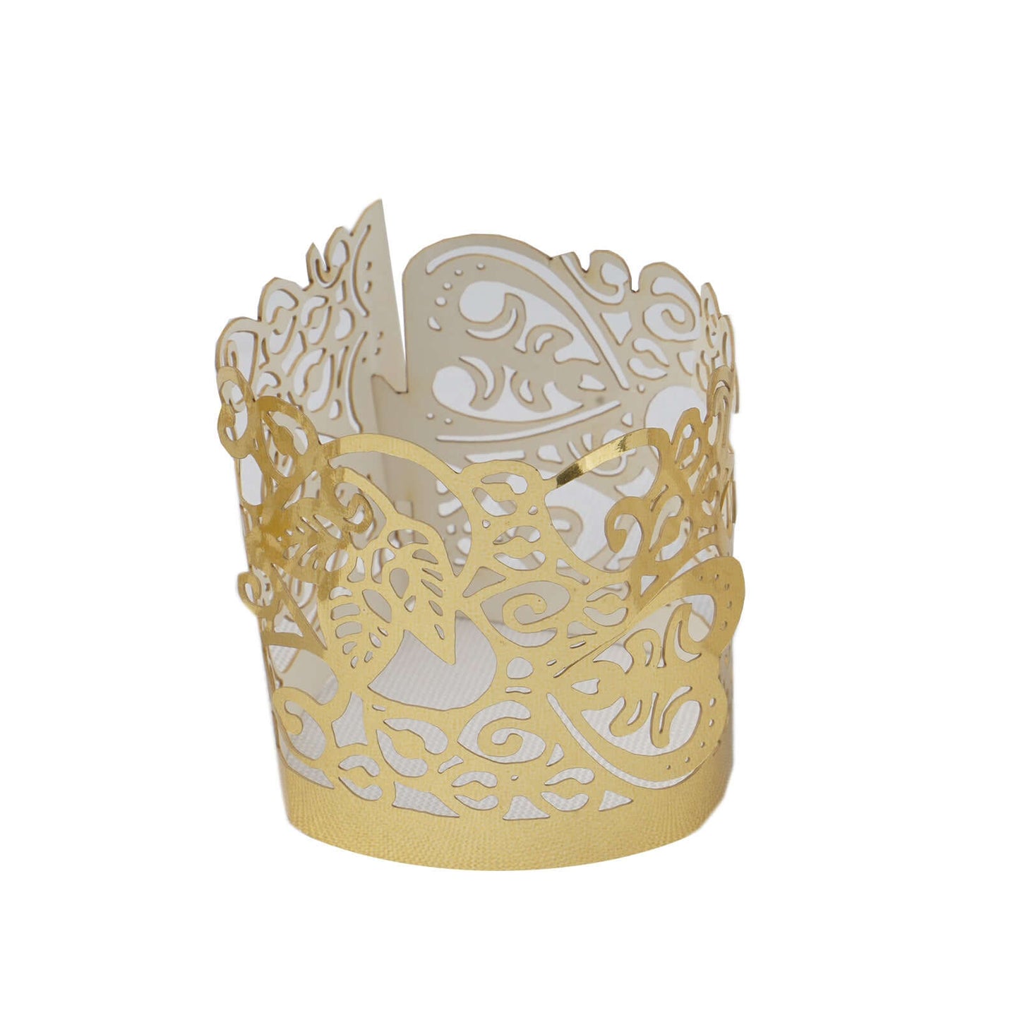 20 - Pack Paper Candle Holder Wraps Floral Lace Design Gold Foil - Votive Tealight Decorative Wraps - Linen Luxes