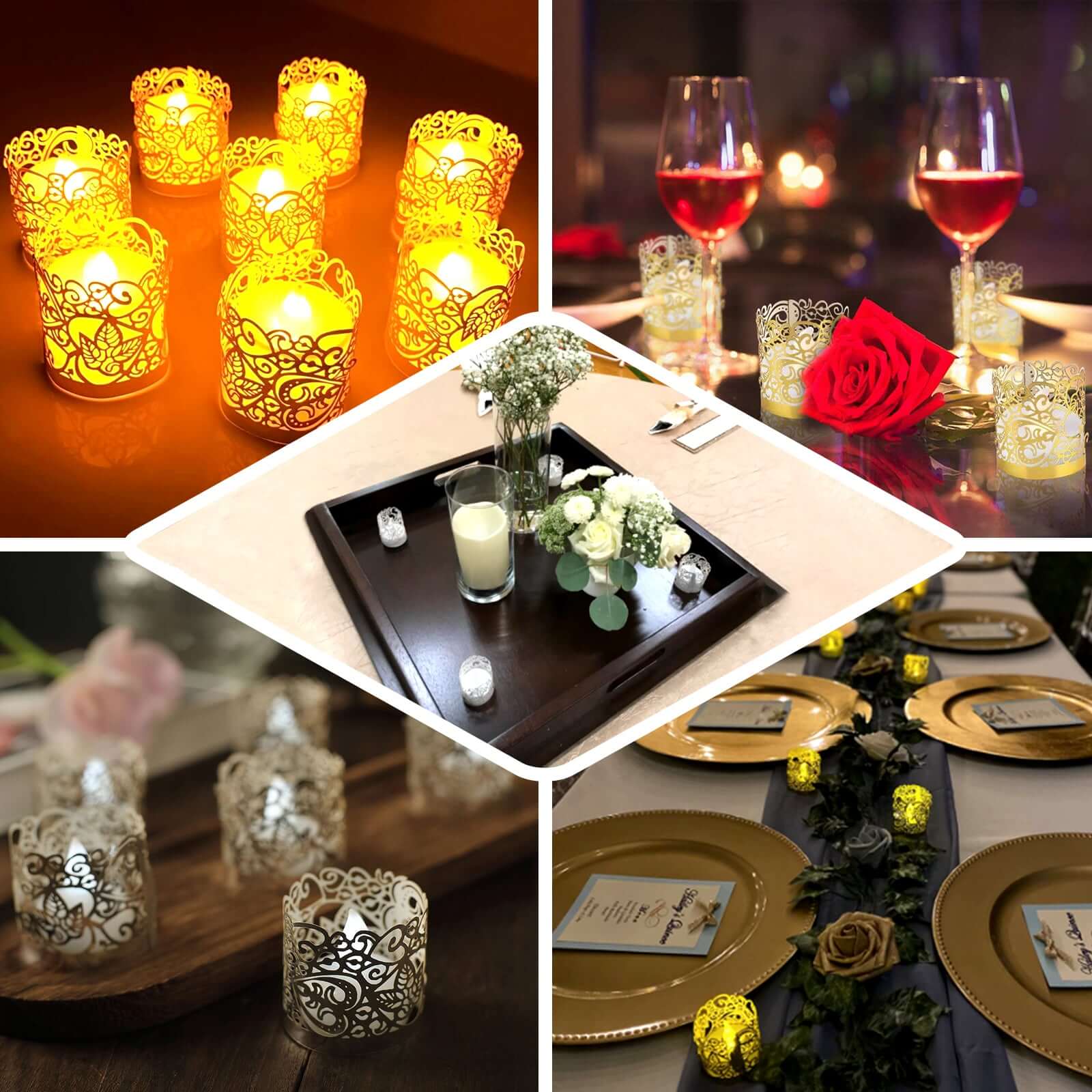 20 - Pack Paper Candle Holder Wraps Floral Lace Design Gold Foil - Votive Tealight Decorative Wraps - Linen Luxes