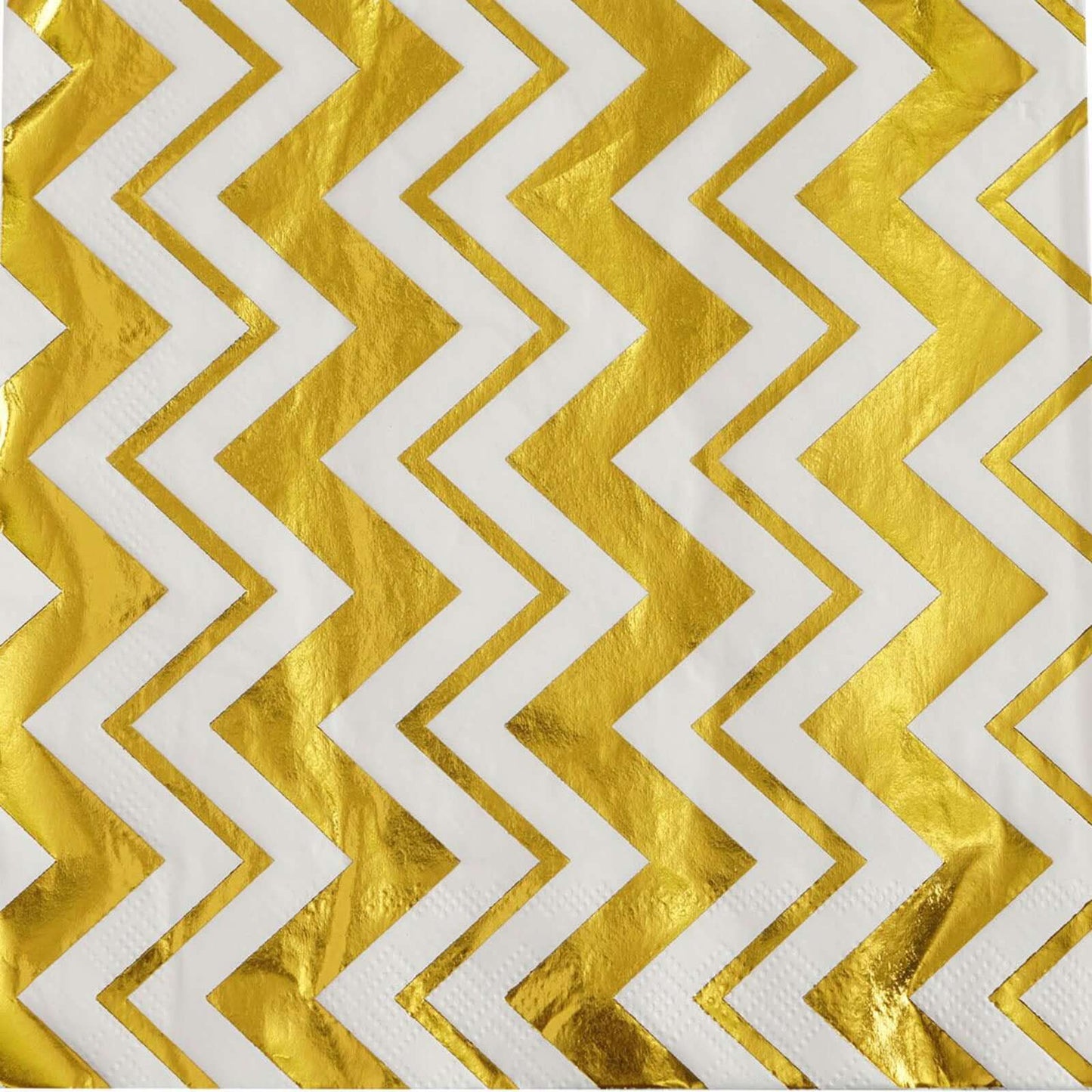 20 - Pack Paper Dinner Napkins with Chevron Design Metallic Gold - Disposable 3 Ply Cocktail Napkins for Weddings - Linen Luxes