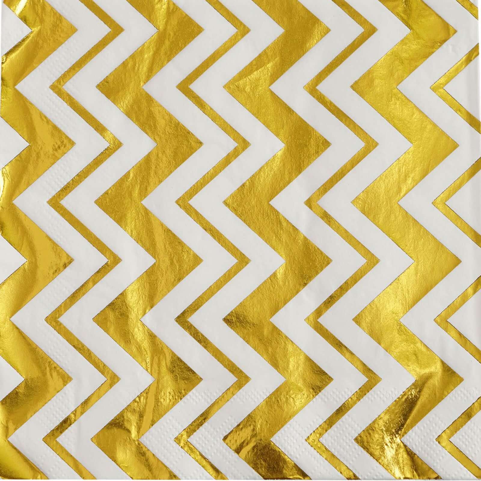 20 - Pack Paper Dinner Napkins with Chevron Design Metallic Gold - Disposable 3 Ply Cocktail Napkins for Weddings - Linen Luxes