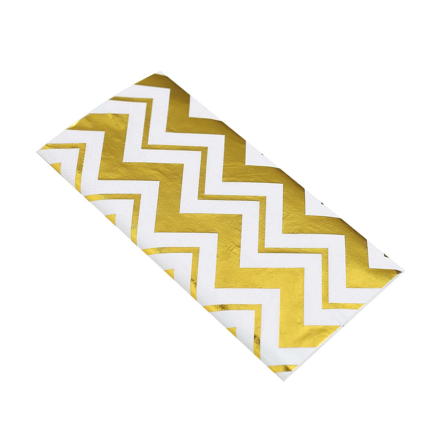 20 - Pack Paper Dinner Napkins with Chevron Design Metallic Gold - Disposable 3 Ply Cocktail Napkins for Weddings - Linen Luxes