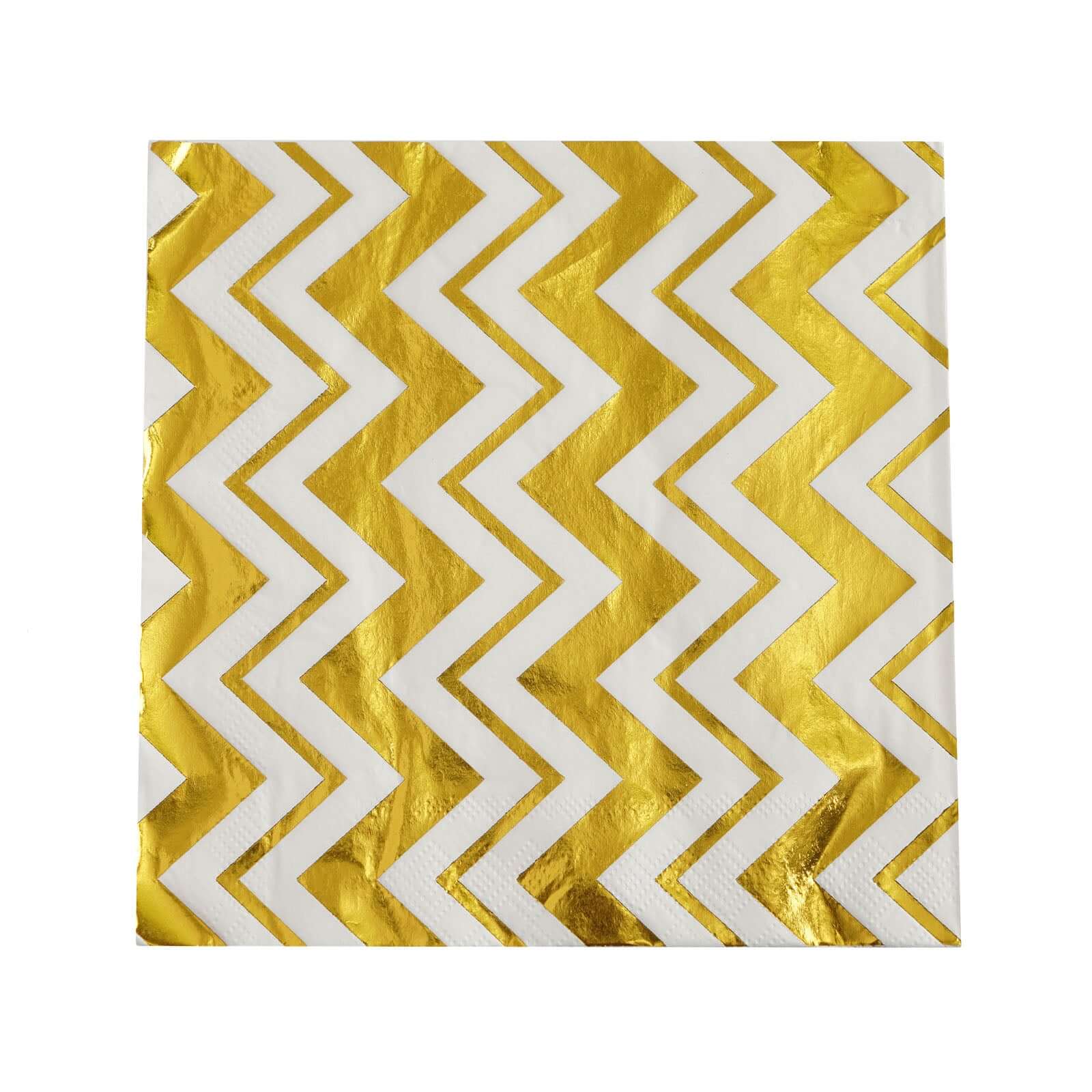 20 - Pack Paper Dinner Napkins with Chevron Design Metallic Gold - Disposable 3 Ply Cocktail Napkins for Weddings - Linen Luxes