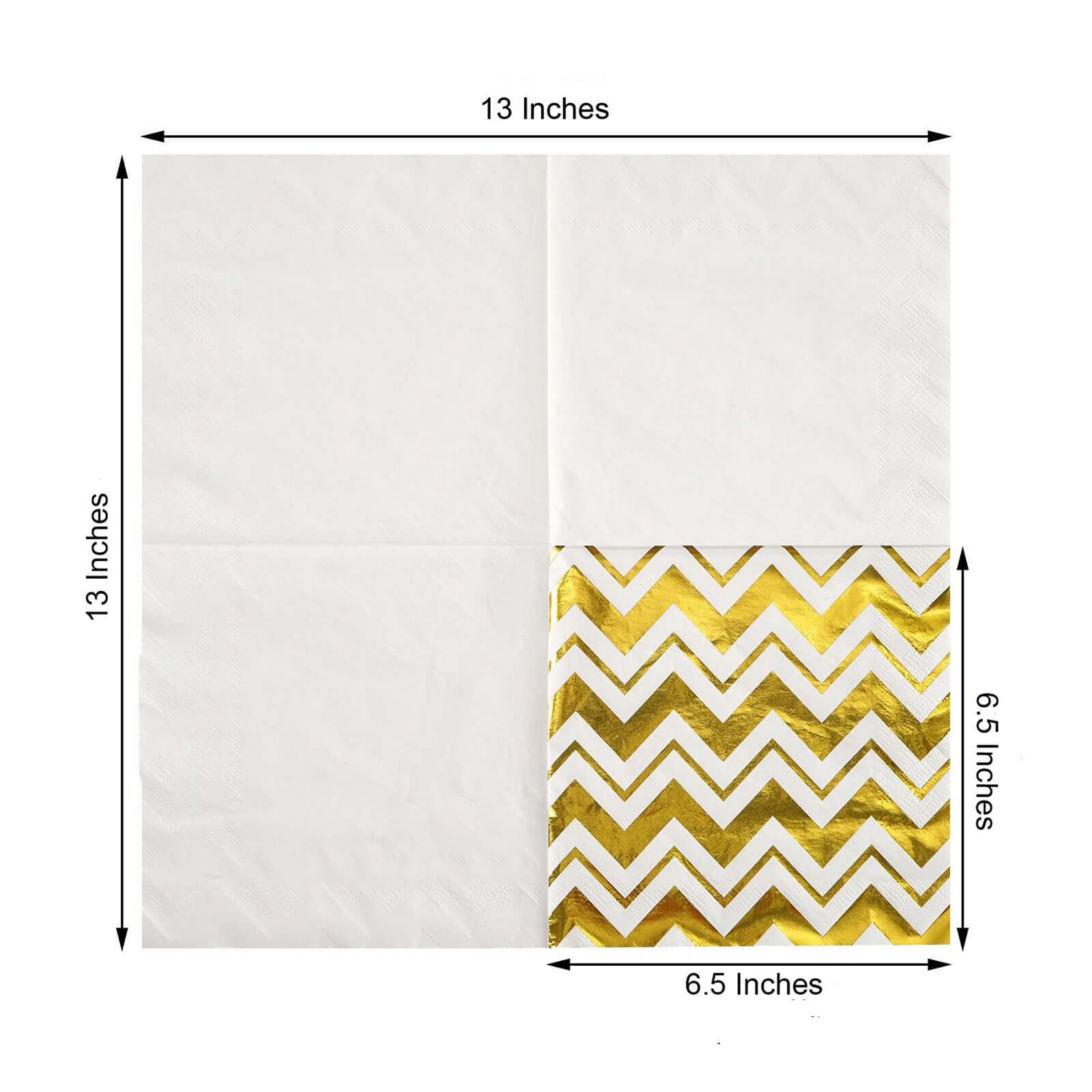 20 - Pack Paper Dinner Napkins with Chevron Design Metallic Gold - Disposable 3 Ply Cocktail Napkins for Weddings - Linen Luxes