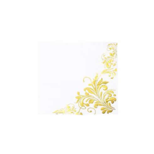 20 - Pack Paper Dinner Napkins with Floral Design Metallic Gold - Disposable 3 Ply Cocktail Napkins for Weddings - Linen Luxes