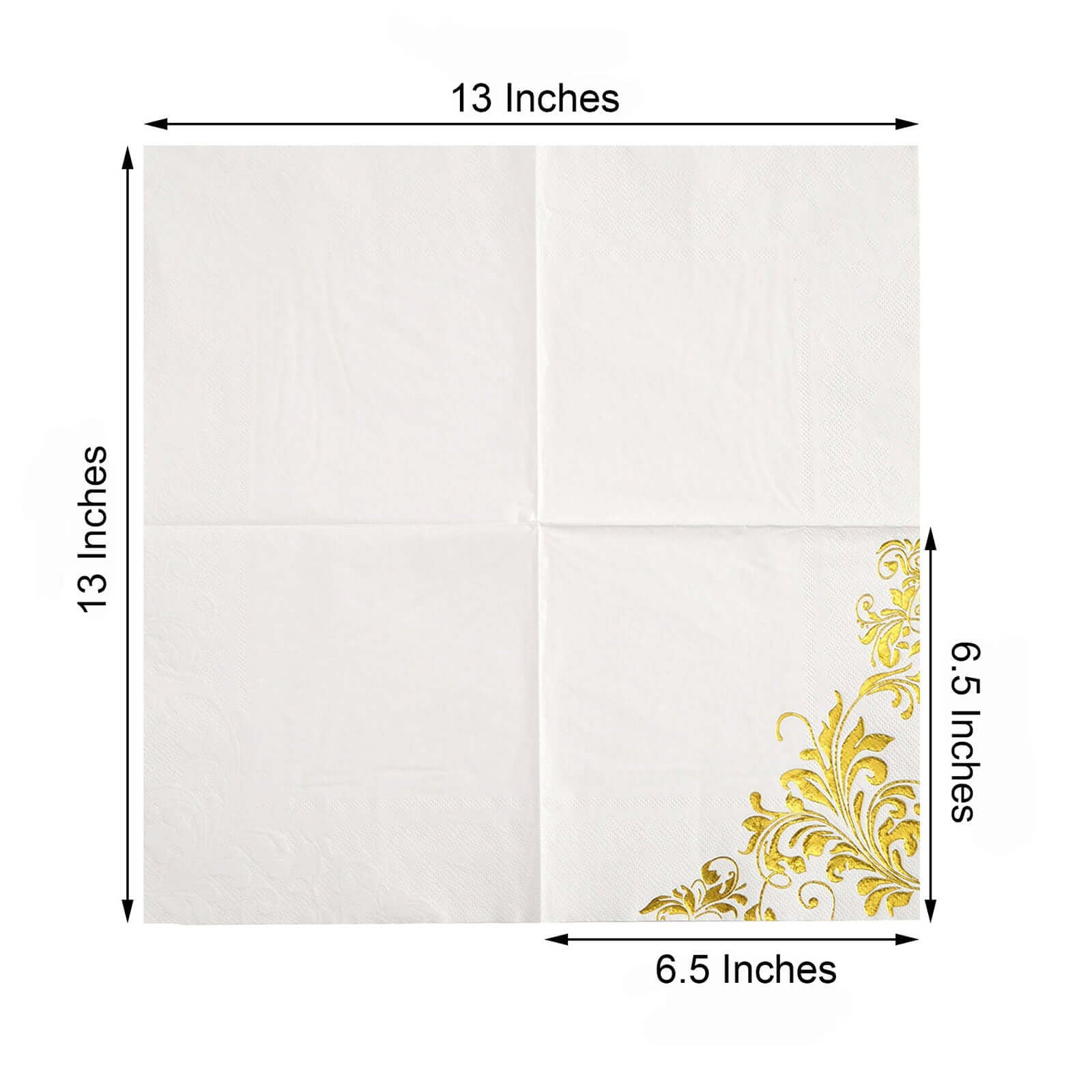 20 - Pack Paper Dinner Napkins with Floral Design Metallic Gold - Disposable 3 Ply Cocktail Napkins for Weddings - Linen Luxes