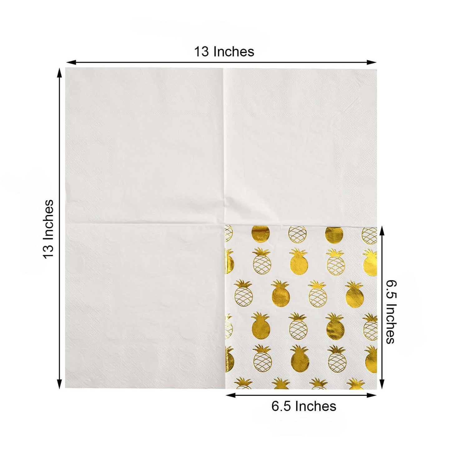 20 - Pack Paper Dinner Napkins with Pineapple Design Metallic Gold - Disposable 3 Ply Cocktail Napkins for Parties - Linen Luxes