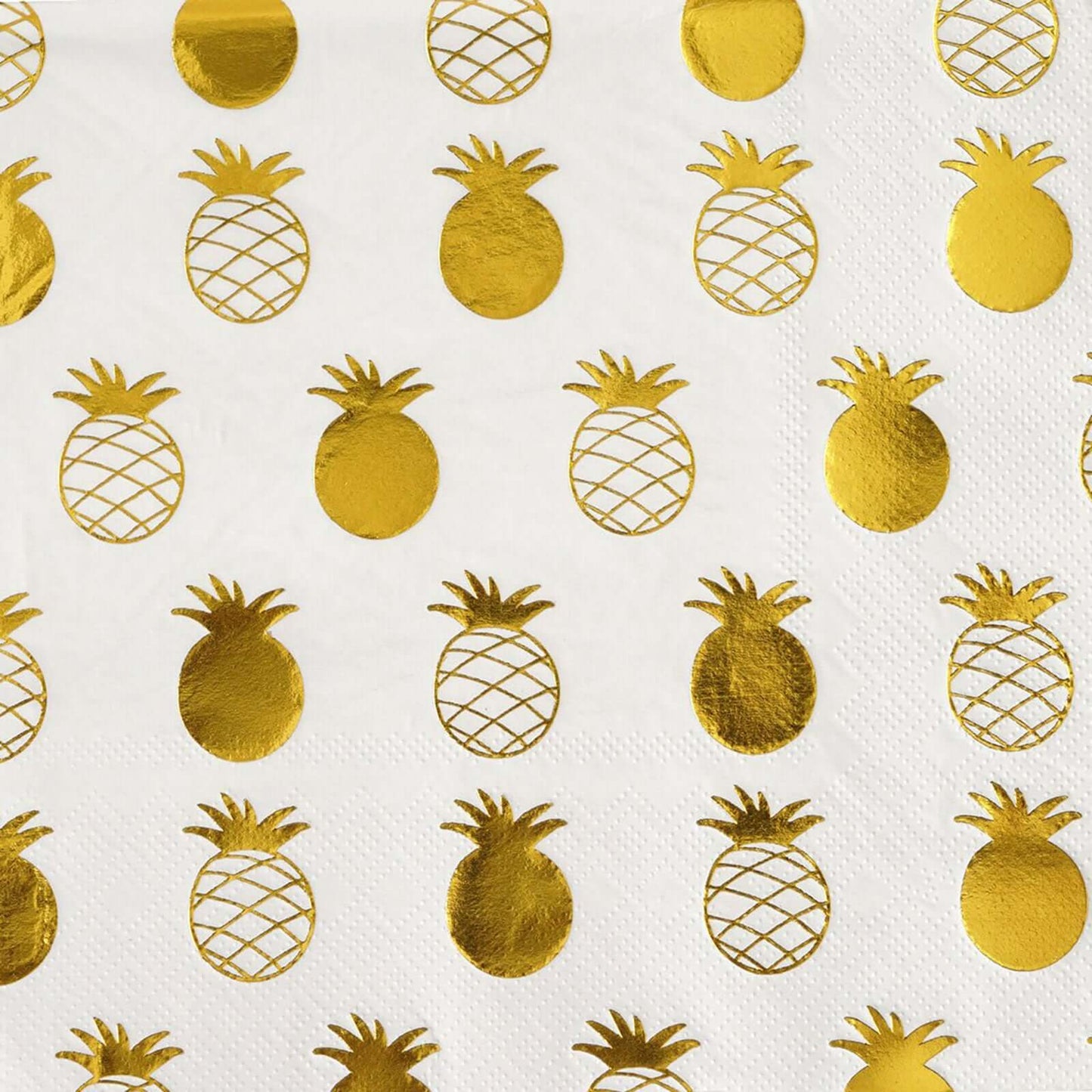 20 - Pack Paper Dinner Napkins with Pineapple Design Metallic Gold - Disposable 3 Ply Cocktail Napkins for Parties - Linen Luxes
