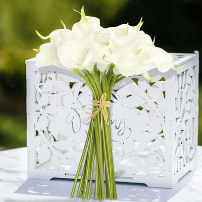 20 Stems 14" White Artificial Poly Foam Calla Lily Flowers - Linen Luxes