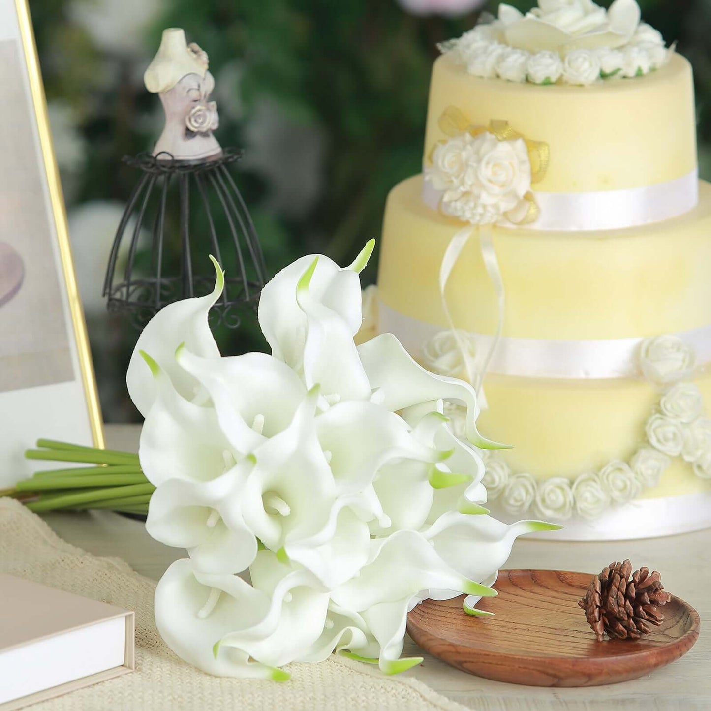 20 Stems 14" White Artificial Poly Foam Calla Lily Flowers - Linen Luxes