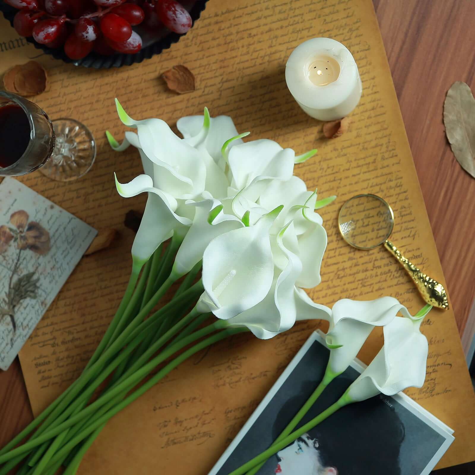 20 Stems 14" White Artificial Poly Foam Calla Lily Flowers - Linen Luxes