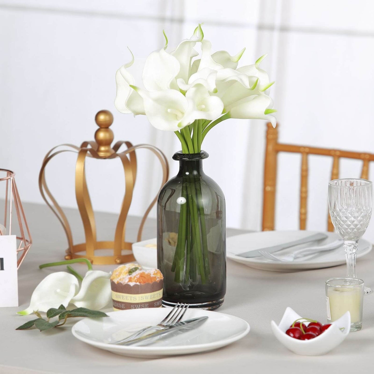 20 Stems 14" White Artificial Poly Foam Calla Lily Flowers - Linen Luxes