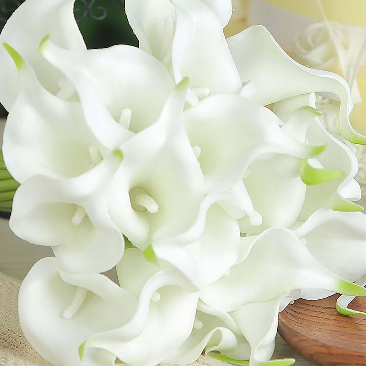 20 Stems 14" White Artificial Poly Foam Calla Lily Flowers - Linen Luxes