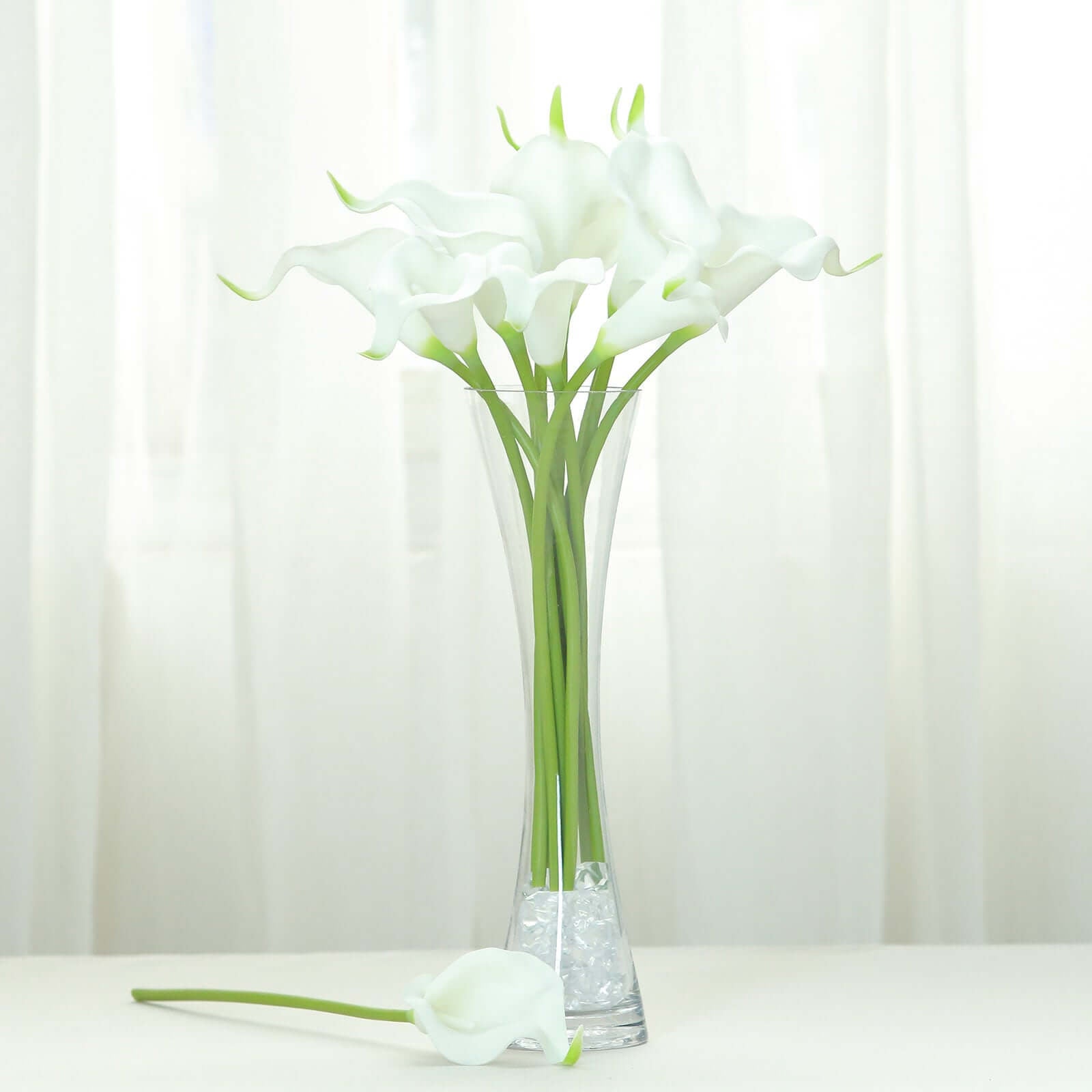 20 Stems 14" White Artificial Poly Foam Calla Lily Flowers - Linen Luxes
