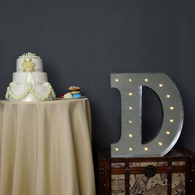 20" Vintage Galvanized Metal Marquee Letter Light Cordless With 16 Warm White LED - D - Linen Luxes