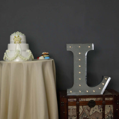 20" Vintage Galvanized Metal Marquee Letter Light Cordless With 16 Warm White LED - L - Linen Luxes