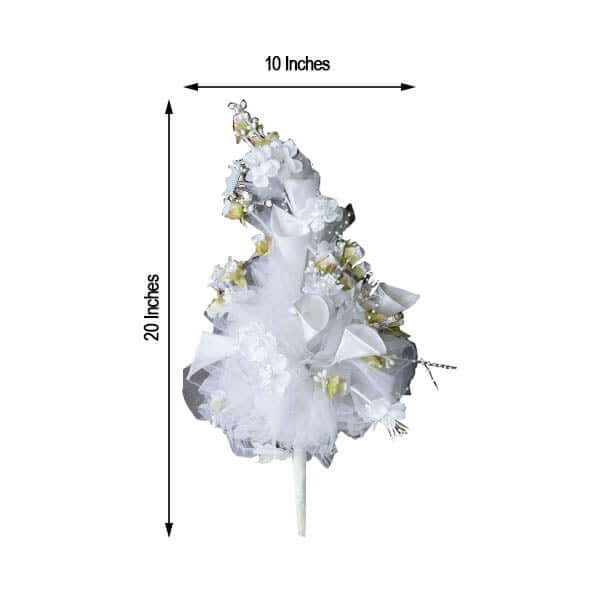 20" White Artificial Lily and Tulip Wedding Bridal Bouquet Flowers - Linen Luxes