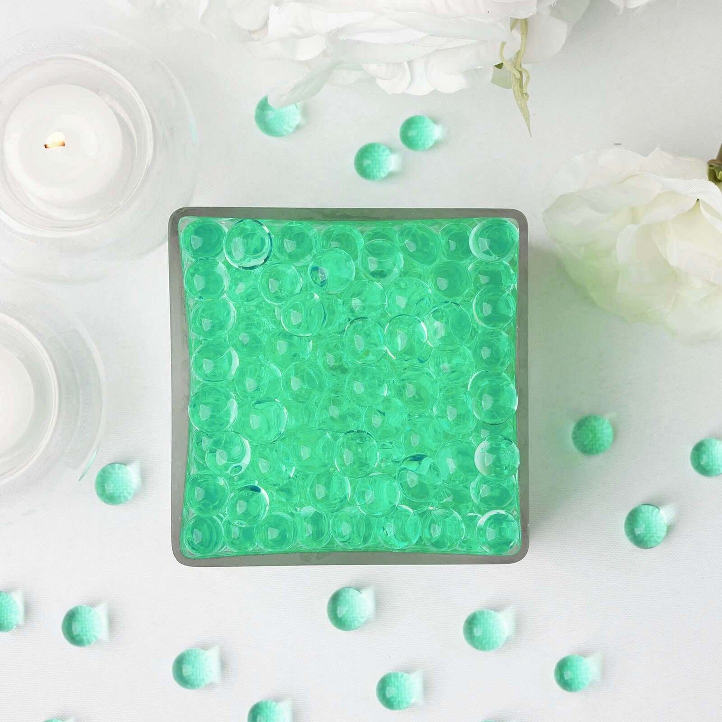 200 - 250 Pcs Water Gel Beads Vase Filler Apple Green - Small Nontoxic Jelly Balls for Floating Candles & Floral Displays - Linen Luxes