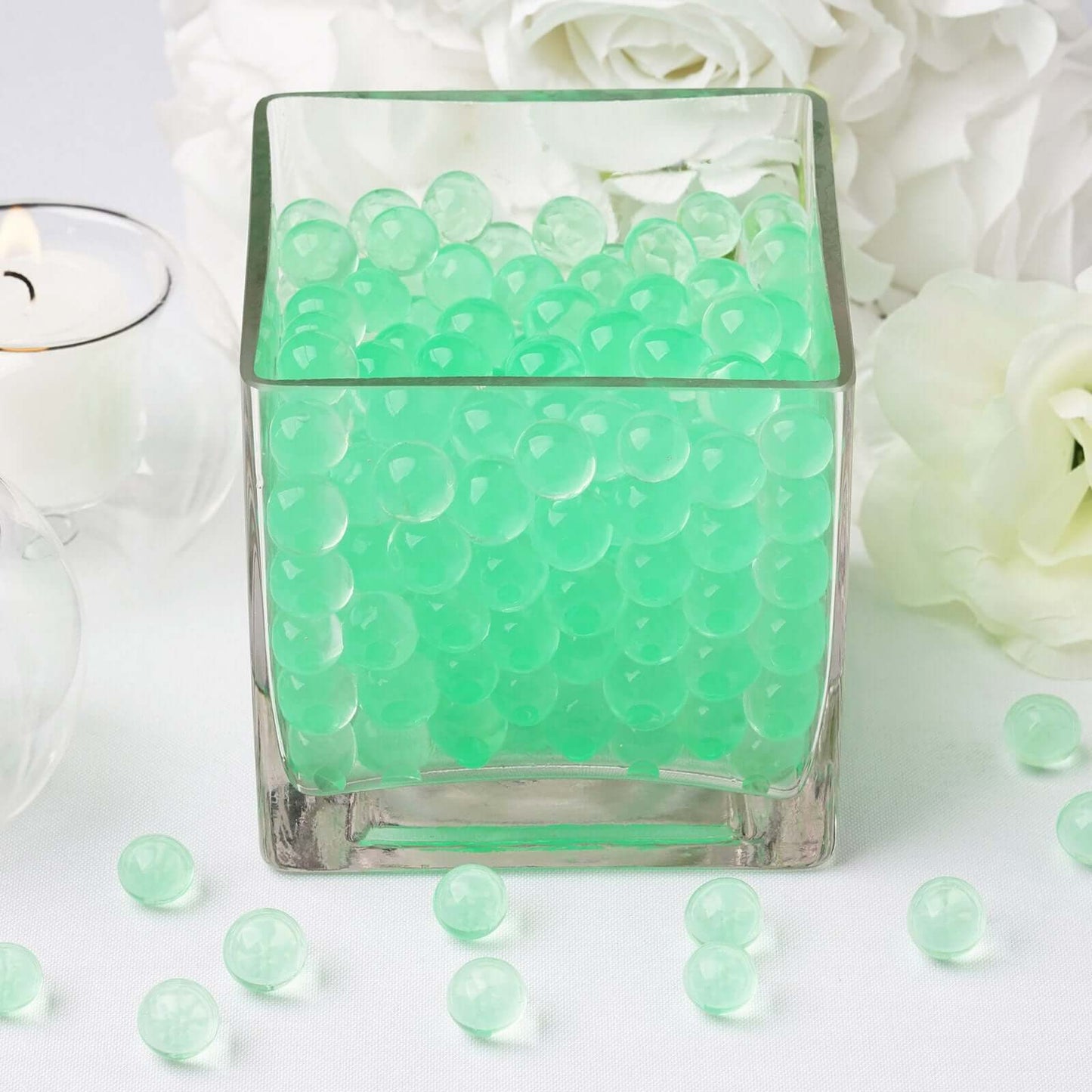 200 - 250 Pcs Water Gel Beads Vase Filler Apple Green - Small Nontoxic Jelly Balls for Floating Candles & Floral Displays - Linen Luxes