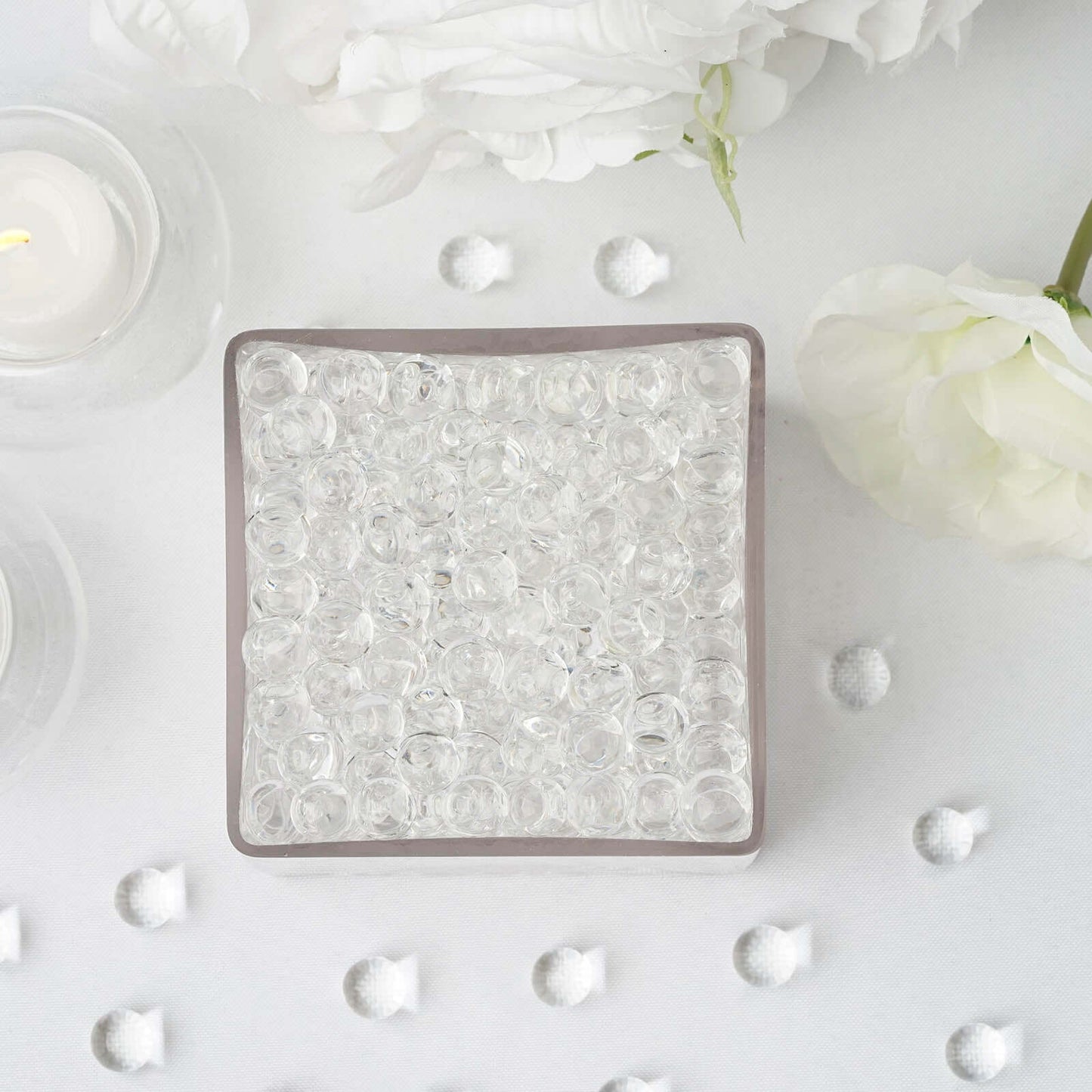 200 - 250 Pcs Water Gel Beads Vase Filler Clear - Small Nontoxic Jelly Balls for Floating Candles & Floral Displays - Linen Luxes