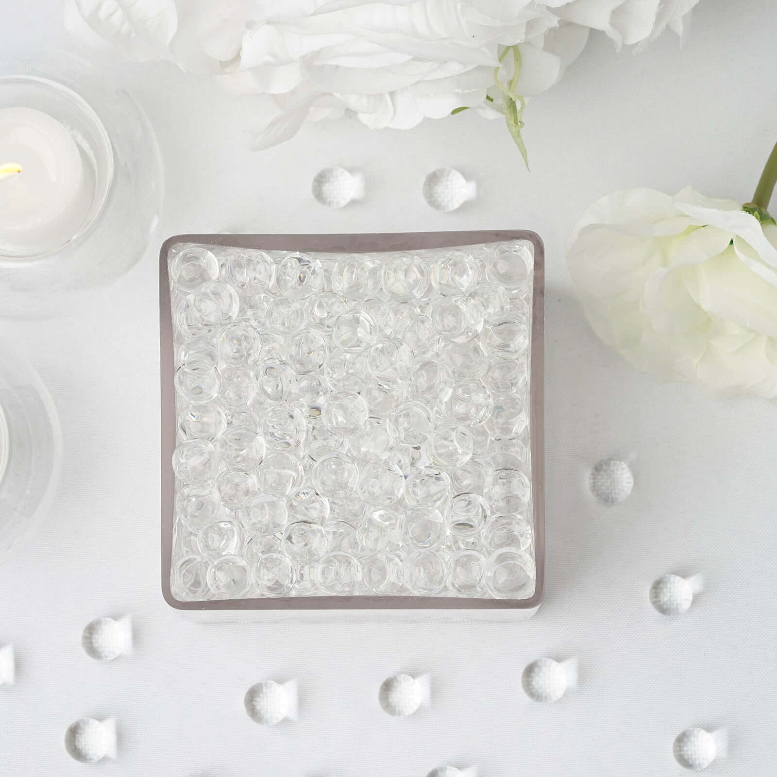 200 - 250 Pcs Water Gel Beads Vase Filler Clear - Small Nontoxic Jelly Balls for Floating Candles & Floral Displays - Linen Luxes