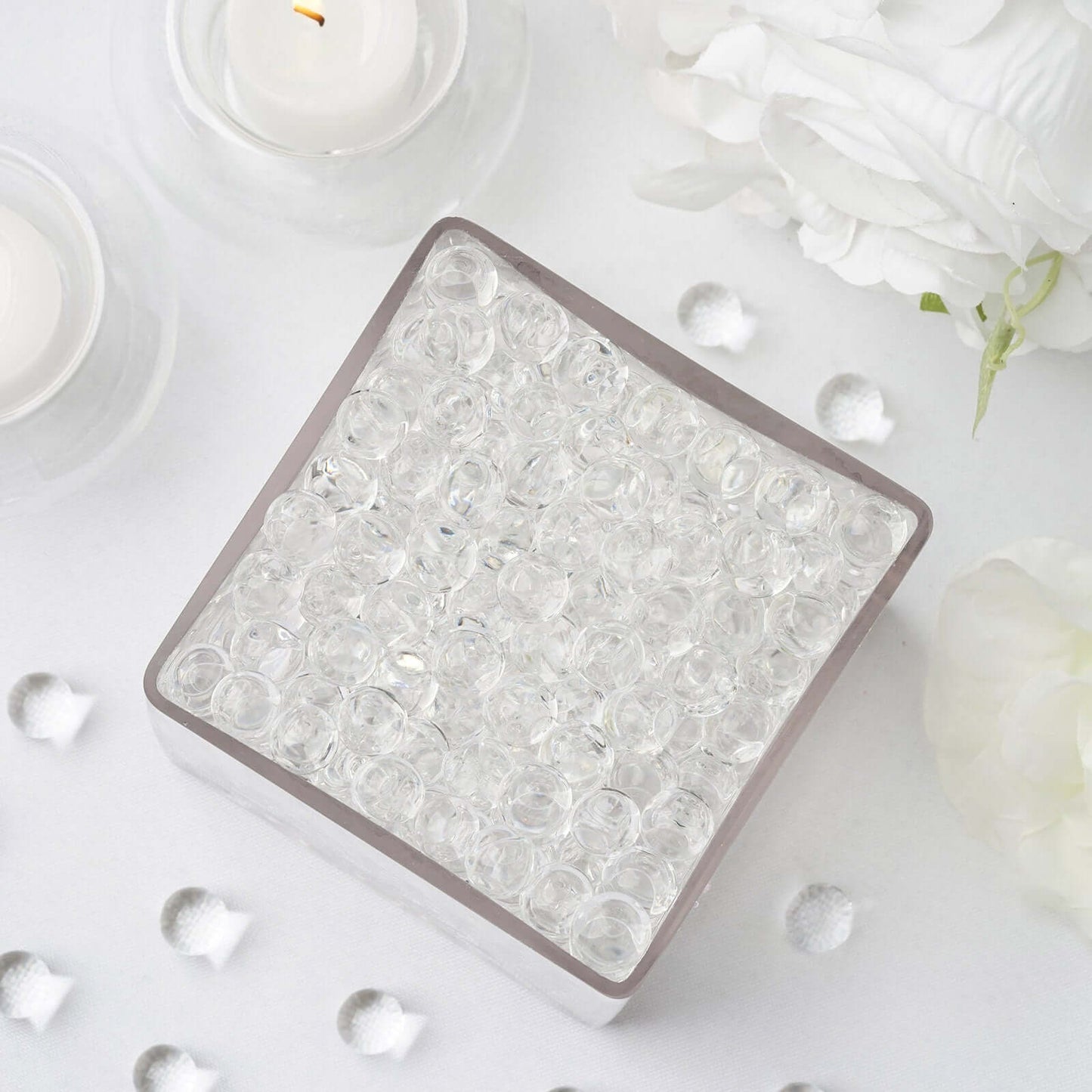200 - 250 Pcs Water Gel Beads Vase Filler Clear - Small Nontoxic Jelly Balls for Floating Candles & Floral Displays - Linen Luxes