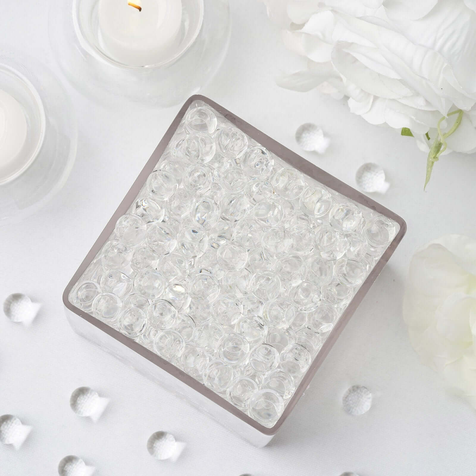 200 - 250 Pcs Water Gel Beads Vase Filler Clear - Small Nontoxic Jelly Balls for Floating Candles & Floral Displays - Linen Luxes