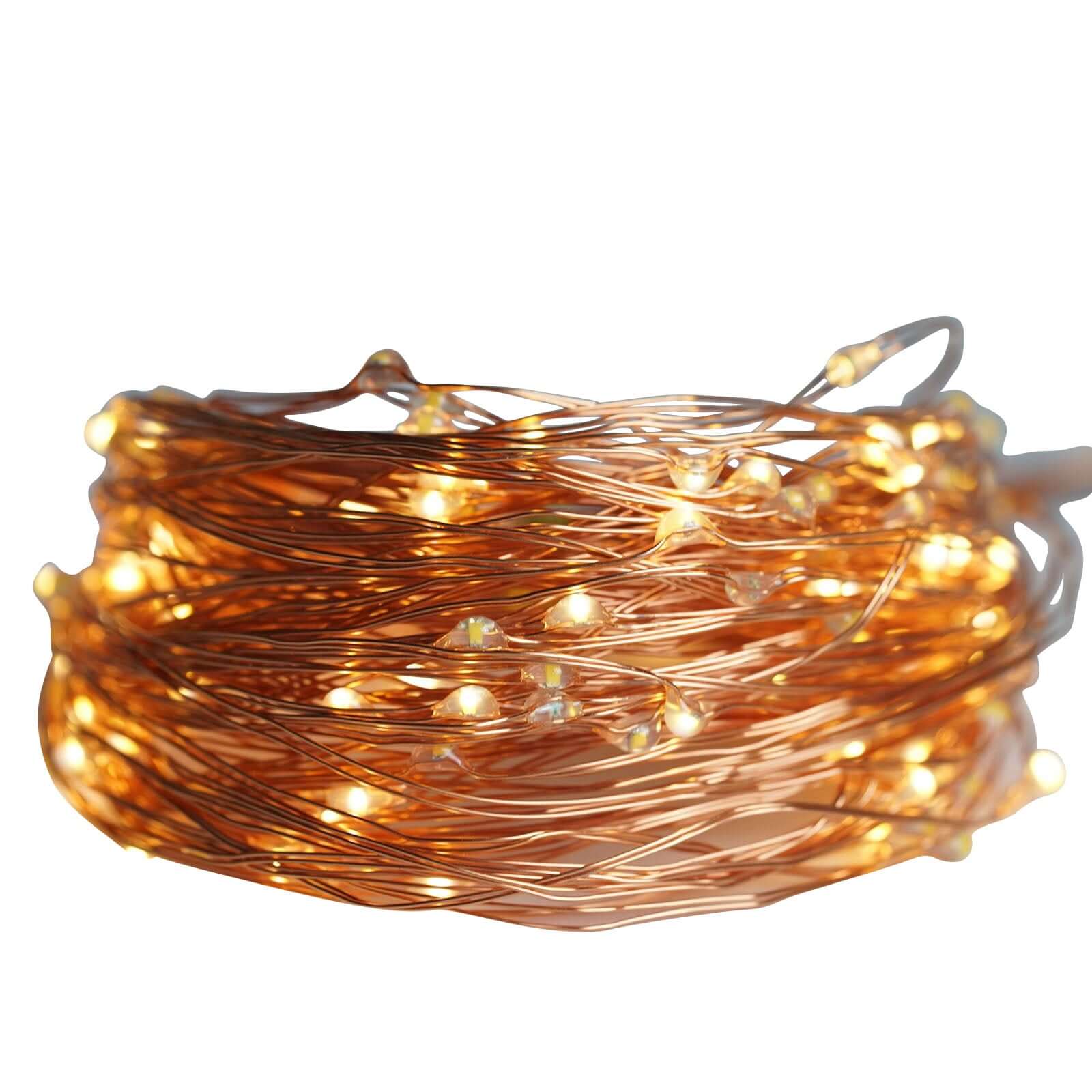 200 LED Fairy Waterfall String Lights Warm White Waterproof Copper Strands - Battery Operated DÃ©cor 8ft - Linen Luxes