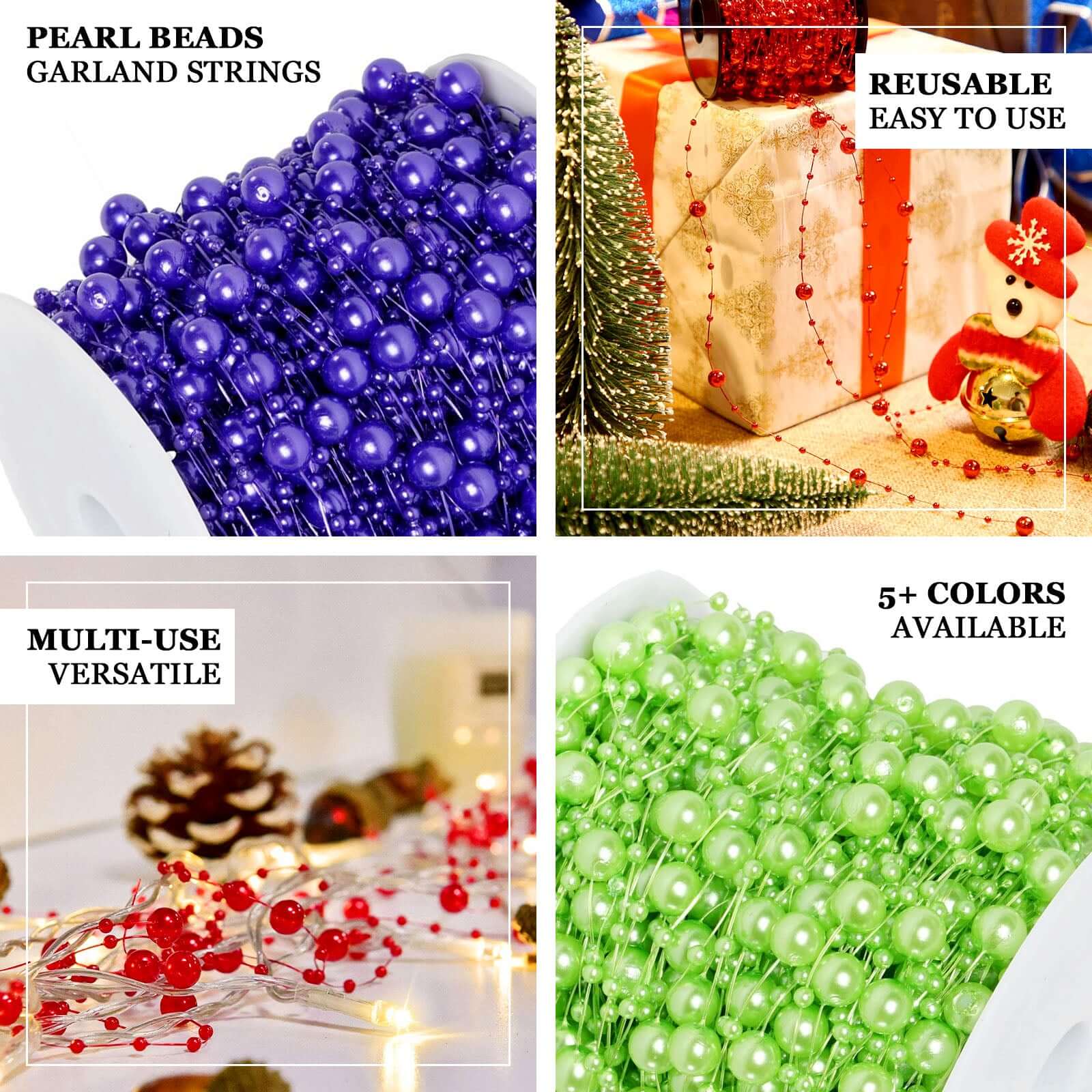 20.5 Yards 9mm 3mm Glossy Tea Green Faux Craft Pearl String Beads - Linen Luxes