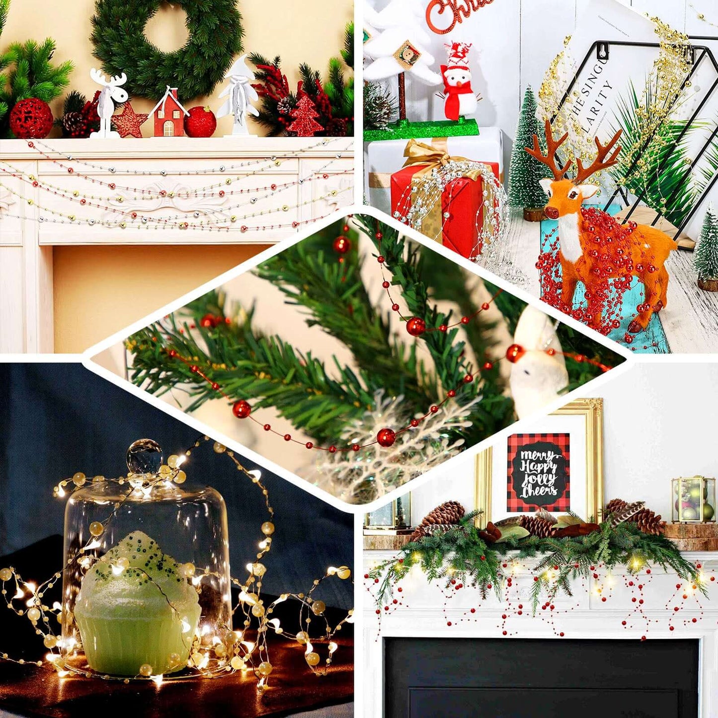 20.5 Yards 9mm 3mm Glossy Tea Green Faux Craft Pearl String Beads - Linen Luxes