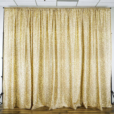 20ftx10ft Champagne Metallic Shimmer Tinsel Event Curtain Drapes, Backdrop Event Panel - Linen Luxes