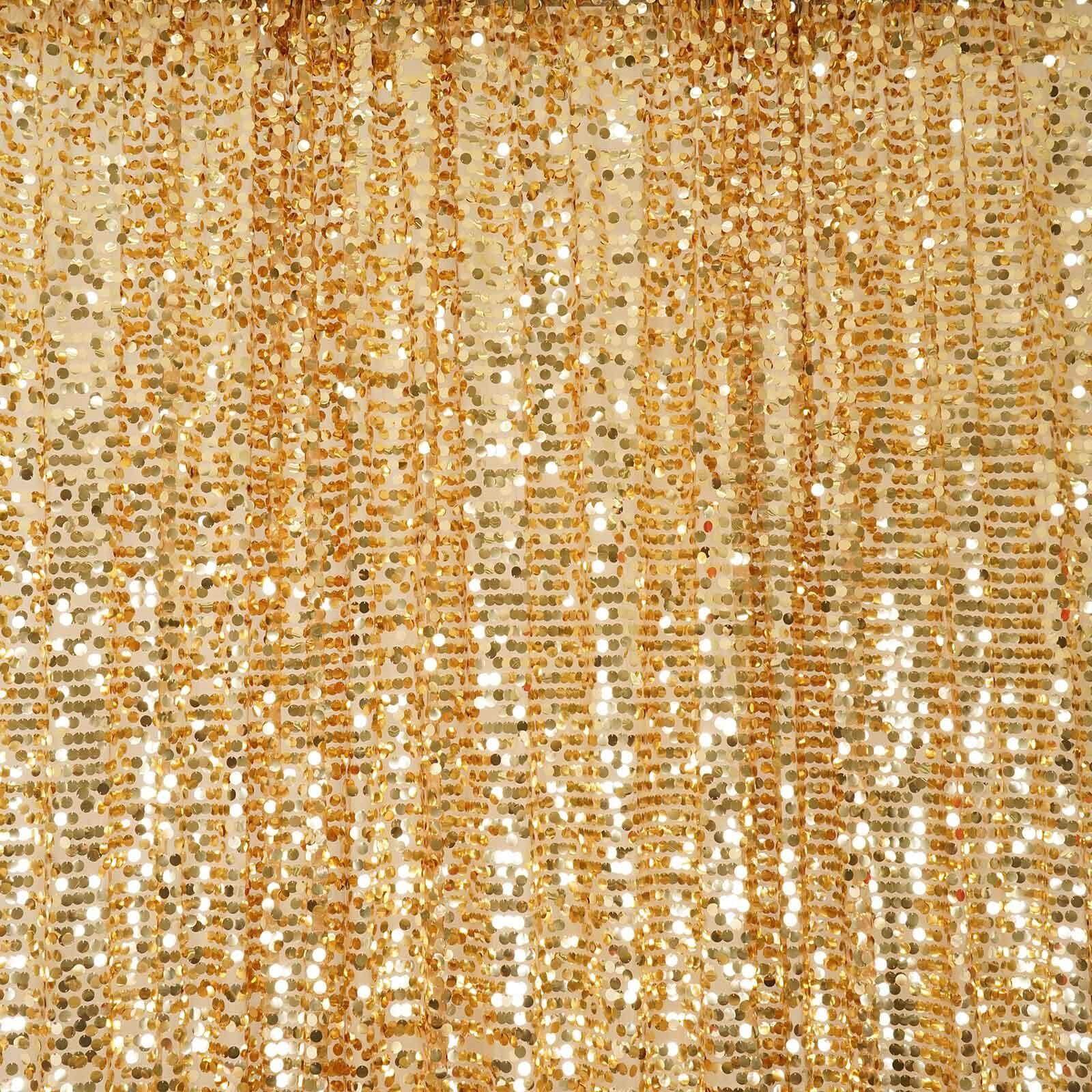 20ftx10ft Gold Big Payette Sequin Event Curtain Drapes, Backdrop Event Panel - Linen Luxes